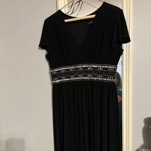 R&M Richards Black Midi Dress with Embellished Waist